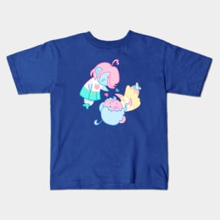 Kawaii girls - Ying & Yang - Peach and Banana Kids T-Shirt